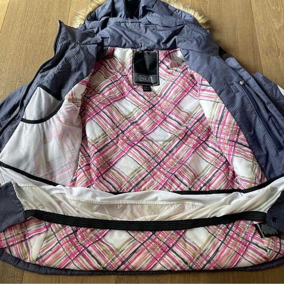 Nils Vintage Retro Y2K Faux Fur Women's Ski Snowboard Jacket Winter Blue - Picture 4 of 13